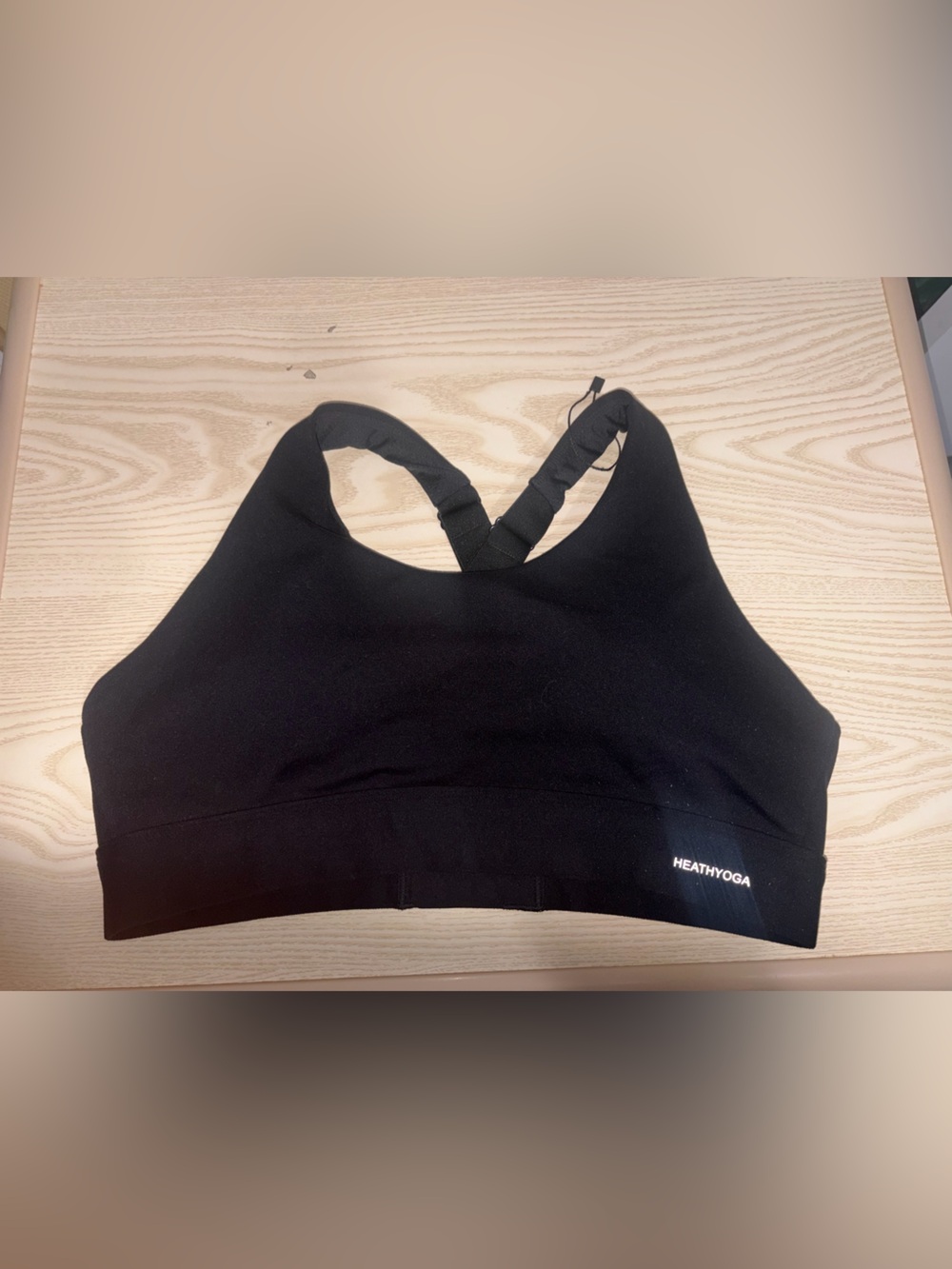 HEATHYOGA Black High-Neck Medium Support Sports Bra with Cross Back